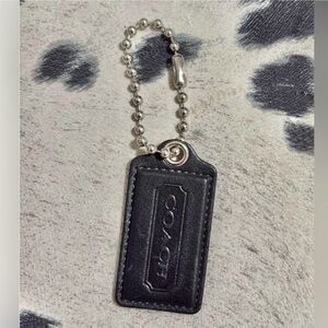 Coach Black Leather Key Holder with Silver Chain